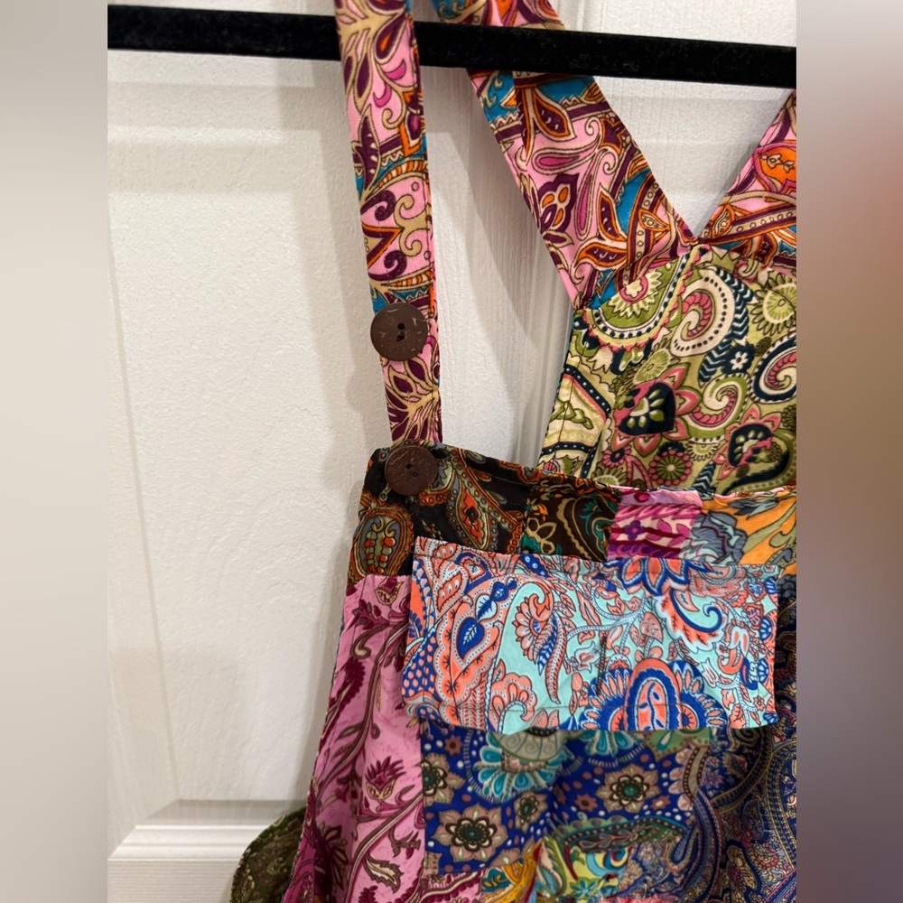 Boho Multicolor Patchwork Overalls - Picture 3 of 9